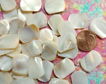 Vintage 1940s Rectangular Mother of Pearl Shell MOP Cabochons ~ Approx 3/4" by 1/2" ~ 10 or 25 Ct.