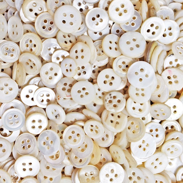 50 to 300 Vintage 1940s Mother of Pearl Buttons ~ Cleaned & Polished  Shell MOP~ Sewing Crafts Scrapbooking Slow Stitch ~ 3/8' to 1/2"