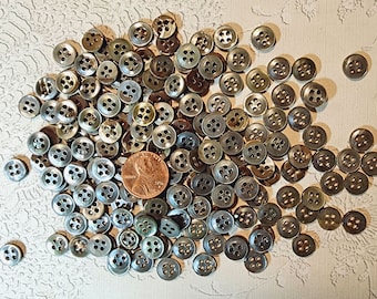 Tiny Dimi Smoky Gray Black Oyster Shell Doll Buttons ~ Vintage Mother of Pearl MOP Diminutives ~ 3/8" or less ~ 25 or 50 Ct.