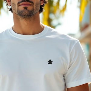 Meeple Embroidered Shirt • Minimal Art Board Game Lover Tshirt • Unisex Gamer Gift