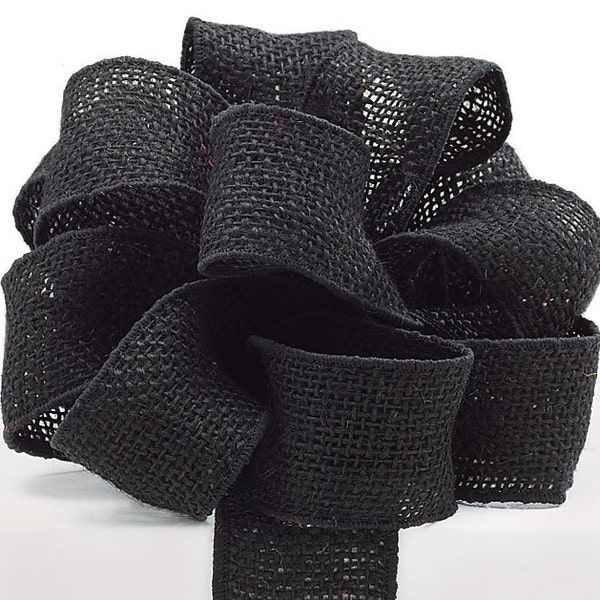 5YDS Jet Black Jute BURLAP 2" Ribbon (Free Shipping!)