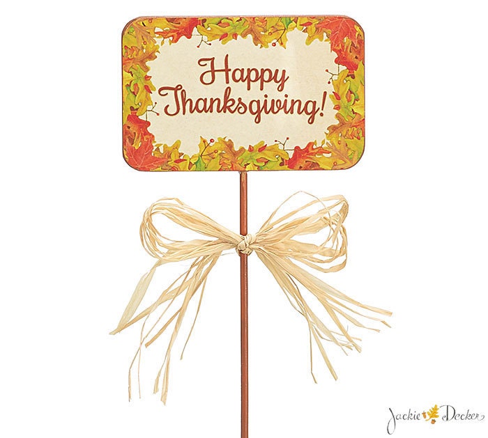 HAPPY THANKSGIVING 12 Floral Leaf Border Wooden PICKS Etsy