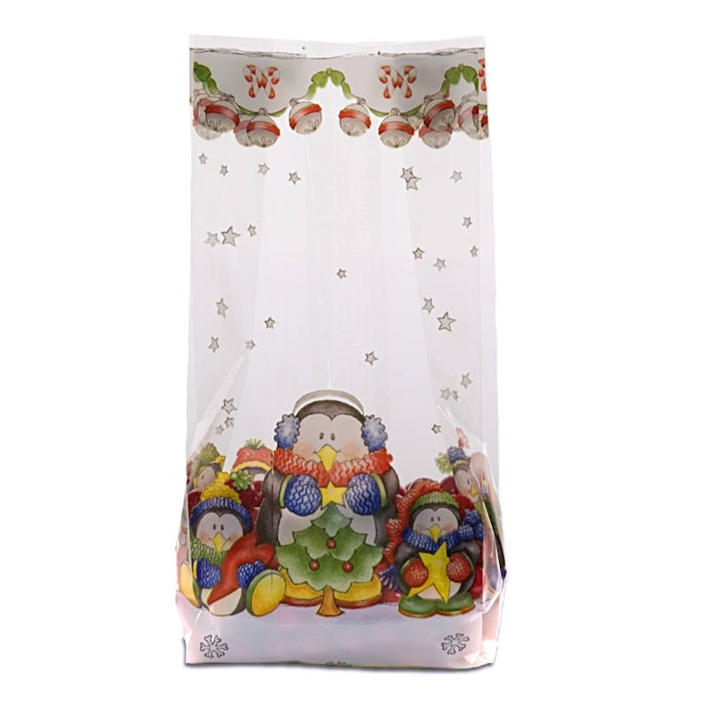 Small Merry Penguins Christmas 7x3x2 Cello Cellophane Party Treat Food Snack Bags Free Shipping!