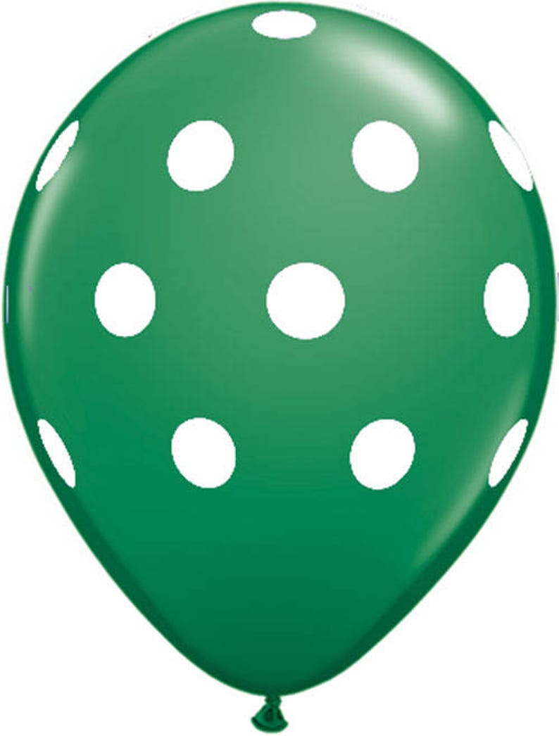 Your Choice of Quantity with Free Shipping! Wintergreen Mint Dark Green and White Assorted Polka Dot 11 Latex Helium Balloons