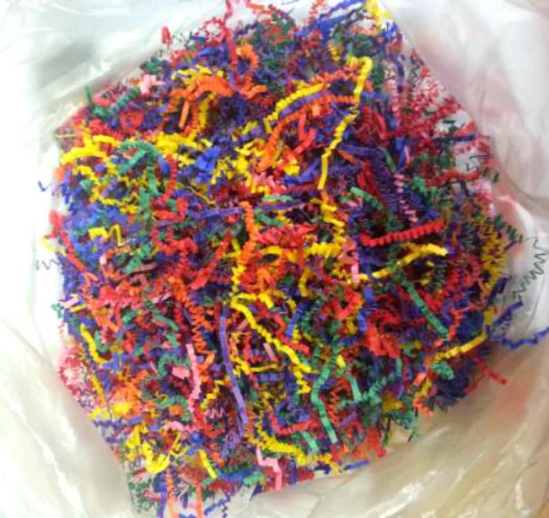 8oz Free Shipping! Crinkle Paper Filler Colorful RAINBOW MultiColor