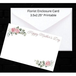 PDF "Happy Mother's Day" roze rozen, kleine blanco bloemist bijsluiter kaart afdrukbaar 3,5 x 2,25" label, bloemen, cadeaulabel, ambachten, scrapbooking HMD