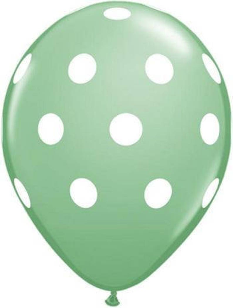 Your Choice of Quantity with Free Shipping! Wintergreen Mint Dark Green and White Assorted Polka Dot 11 Latex Helium Balloons