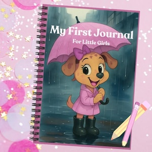 Mi primer diario: cuaderno de espiral para niños, con líneas, libro para niñas, diario infantil, bloc de notas con temática de cachorros de dibujos animados, útiles escolares.