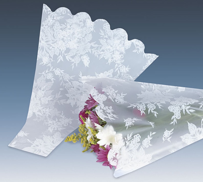 White Flowers FROSTED BOUQUET SLEEVES Poly Bags Cello Florist Etsy