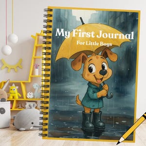 Mi primer diario: cuaderno de espiral para niños, con líneas, libro para niños, diario infantil, bloc de notas con temática de cachorros de dibujos animados, útiles escolares.