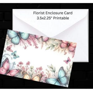 PDF "Pastelvlinders", vlinder, kleine blanco bloemist bijsluitkaart afdrukbaar 3,5 x 2,25", label, bloemen, cadeaulabel, knutselen, scrapbooking