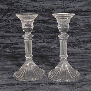 Towle Full Lead Austrian Crystal Candle Holders. Crystal Candlestick Holders for Taper Candles. Pair of Towle Crystal Candle Holders.