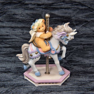Cherished Teddies Carousel Figurine: Winged Bear on Horse, 1999 Enesco