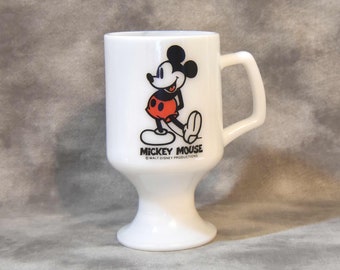 Mickey Mouse Cup Pedestal Taza Walt Disney Productions Vaso de Leche, Taza de Mickey Mouse, Taza de Disney, Taza de Vidrio de Leche, Taza de Mickey