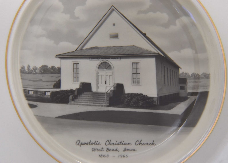 Apostolic Christian Church, West Bend Iowa Church Plate Preston-Hopkinson Co. Decorative Church Plate from Iowa. Collectible Church Plate. image 3