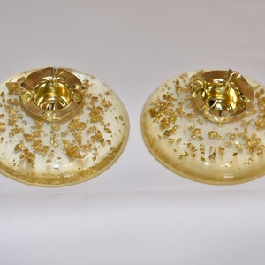 Clear Lucite with Gold Flake Confetti Candle Holders. Vintage Decor Taper Candle Holders. Gold Flake Lucite Candle Holders.