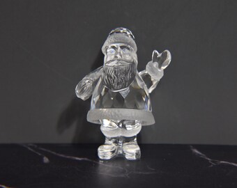 Vintage Austrian Swarovski Crystal Blue Eyed Santa Claus Figurine Waving, Retired Swarovski Christmas Decor, Holiday Collectible