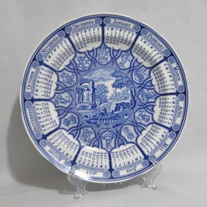 Vintage The Spode Blue Room 1996 Calendar Plate with Monthly Calendars and Zodiacs. Blue & White Collectible &#39;Blue Italian&#39; Spode Plate.