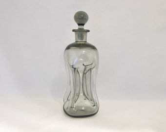 Vintage Mid Century Holmegaard Glass Decanter Designed by Jacob Bang. Holmegaard Kluk Kluk Decanter/Carafe. Smoke Grey Blown Glass Bottle.