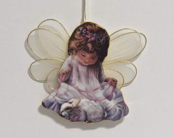 Adorno navideño vintage de ángel de la bondad amorosa de Donna Brooks Bradford Exchange Colección Heaven's Little Angel Segunda edición Coleccionable