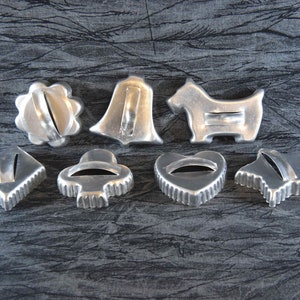 Seven Aluminum Vintage Cookie Cutters. Vintage Cookie Cutters. These Can be Used as Christmas Decor. Trim your Tree with Cookie Cutters.