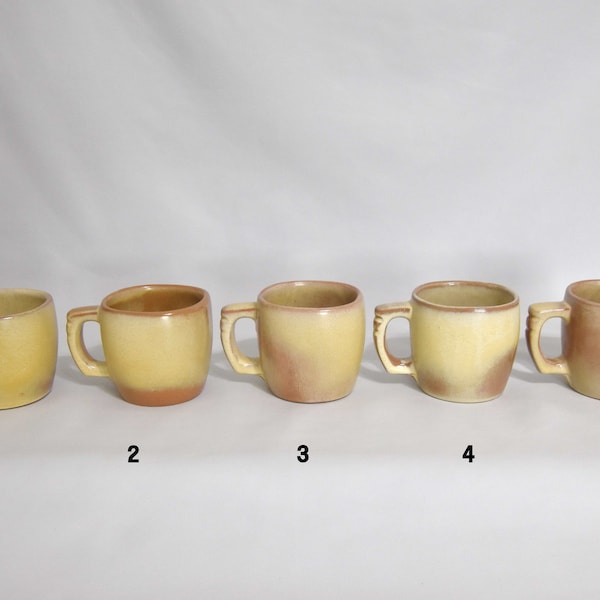 Frankoma Plainsman Desert Gold 5C Mugs. Plainsman Pattern in Desert Gold. Each Sold Separately.