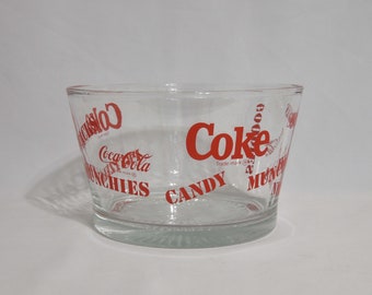 Vintage Coca Cola Snack Bowl. Coke Snack Glass Bowl. Perfect Party Bowl for Snacks, Munchies, Candy, Pretzels, any kind of Goodies.