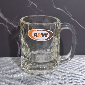 Vintage Small Sized Glass A & W Mug with the 1968 logo. Heavy Glass Mug for Frosty Root Beer. Collectible Root Beer Mug.