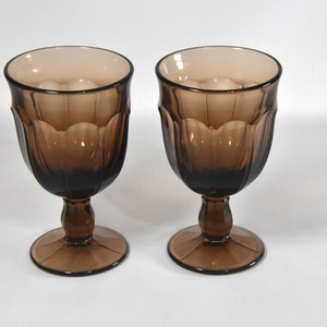 Two Provincial Brown Wine Glasses by Noritake. Vintage wine glasses made of brown glass.