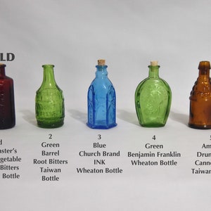 Small Collectible Vintage Bottles, Sold Individually. Little bottles. Tiny Colorful Vintage Bottles. Decorative Glass. Wheaton or Taiwan
