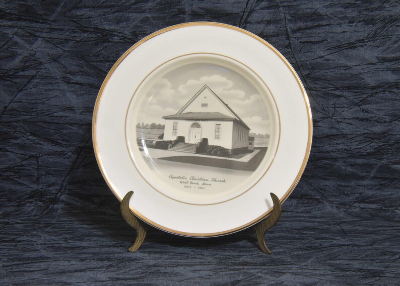 Apostolic Christian Church, West Bend Iowa Church Plate Preston-Hopkinson Co. Decorative Church Plate from Iowa. Collectible Church Plate. image 1