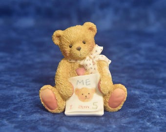 Vintage Cherished Teddies „Color Me Five“-Figur von 1992, Enesco Nr. 916323, Sammlerstück zum 5. Geburtstag von Priscilla Hillman