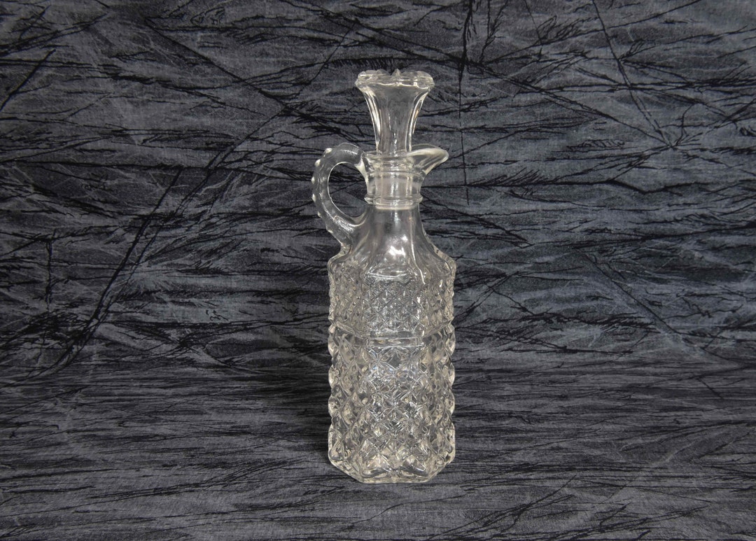 Vintage Anchor Hocking Wexford Cruet Oil & Vinegar Bottle With Glass