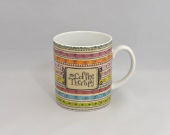 My Coffee Therapy Mug by Kindred Spirits. Colorful Coffee Mug with Art Deco Design Pattern. C.R Gibson Gifts by Hannah Mug. Big Coffee Cup.