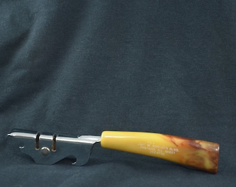 PRICE DROP. Vintage Bakelite Can Opener & Knife Sharpener - Bakelite Advertising Utensil. Butterscotch Bakelite Knife Sharpener and Opener.
