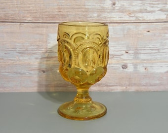 Vintage L.E. Smith Amber Moon and Stars Goblets Set of Two - Etsy
