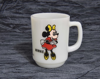 Vintage Minnie Mouse Milk Glass Mug Anchor Hocking Pepsi Collector Series Disney Productions. Minnie Mouse Collectible. Minnie Mouse Cup.