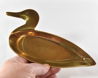 Brass Duck Trinket Dish. Brass Duck to Sit on Your Dresser for Storing Keys, Trinkets, Pocket Change or Jewelry. Brass Duck Dish.