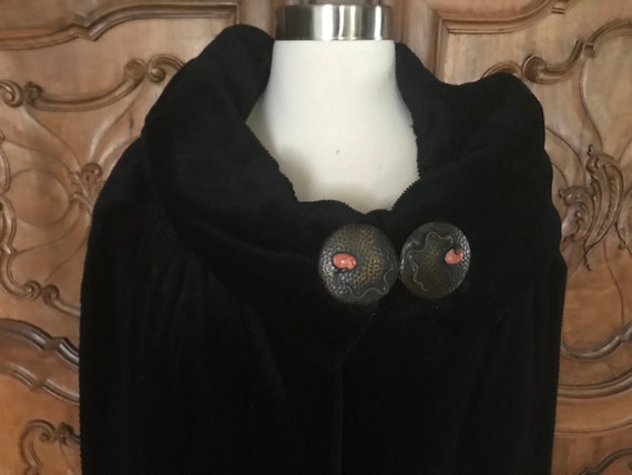 Gothic black opera cloak coat Art Deco Arts and C… - image 3