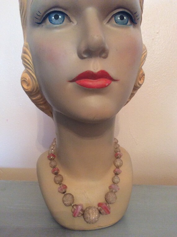 vintage celluloid pink choker necklace Art Deco 30