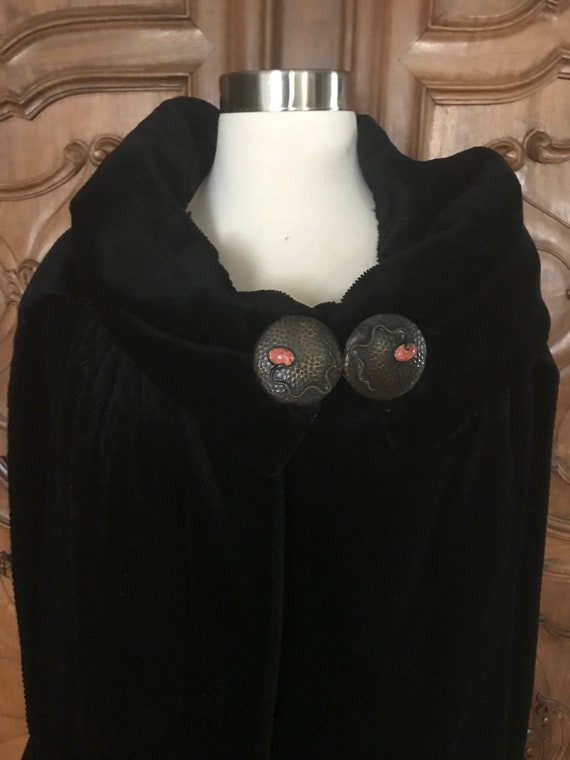 Gothic black opera cloak coat Art Deco Arts and C… - image 2