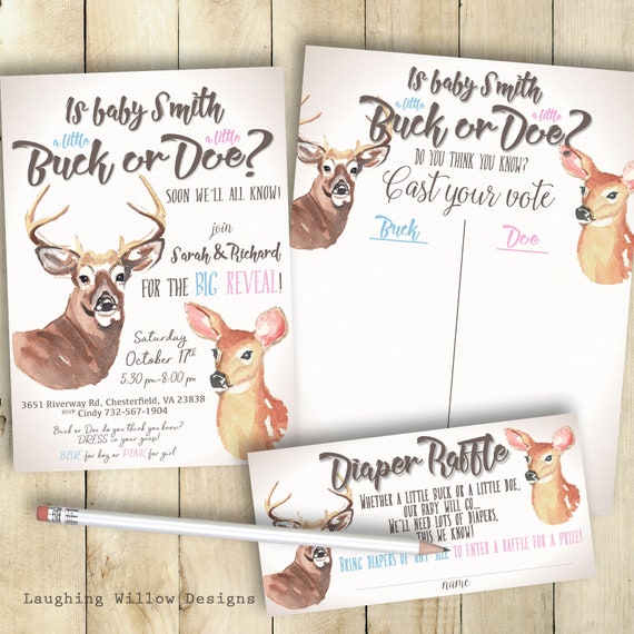 buck or doe gender reveal invitation buck or doe diaper etsy buck or doe gender reveal invitations