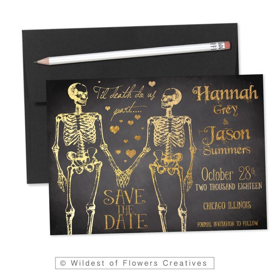 Halloween Save The Date Printable Invitation Engagement Etsy