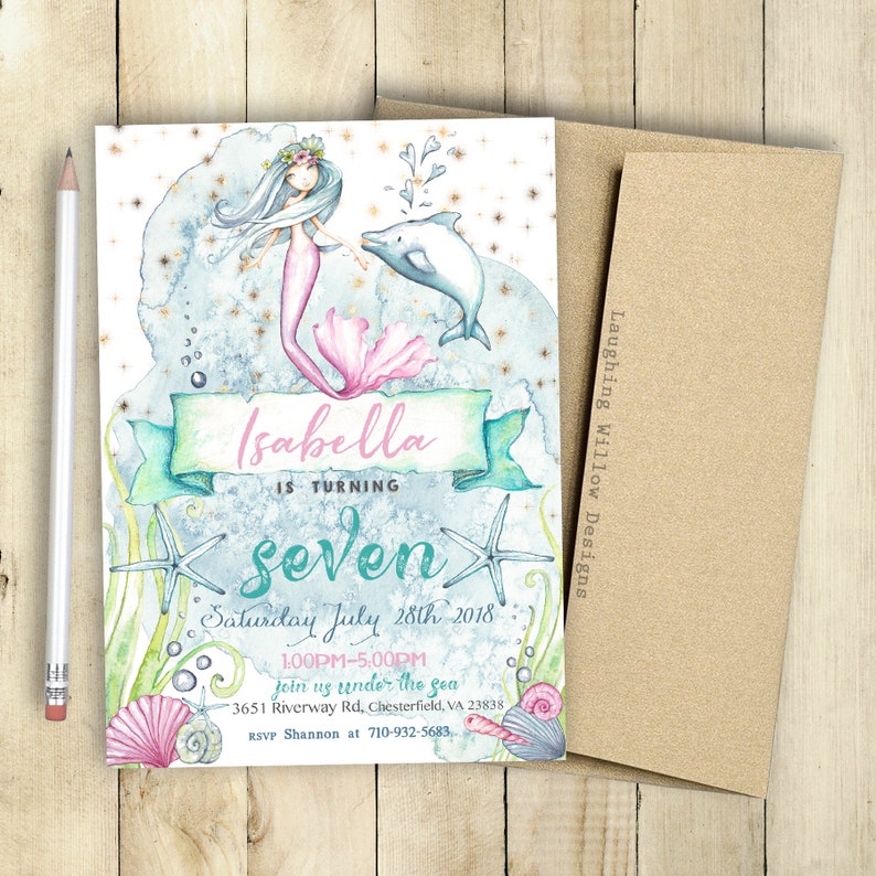 Mermaid Invitation Party Package Mermaid Printable Mermaid Etsy