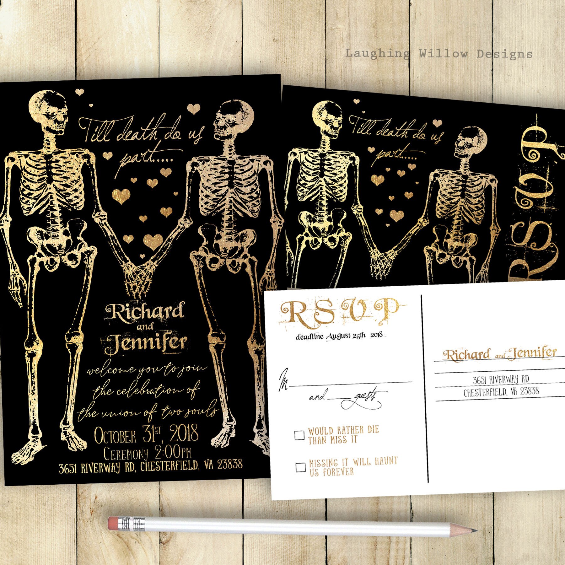 Halloween Wedding Invitation Skeleton Invitation Halloween | Etsy