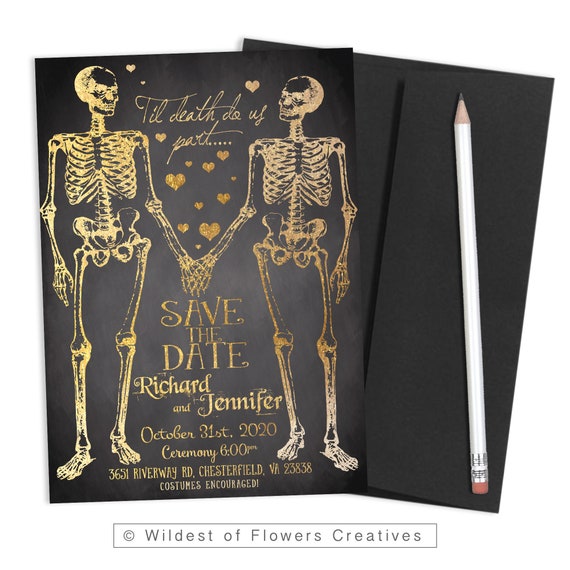 Halloween Save The Date Printable Invitation Engagement Etsy