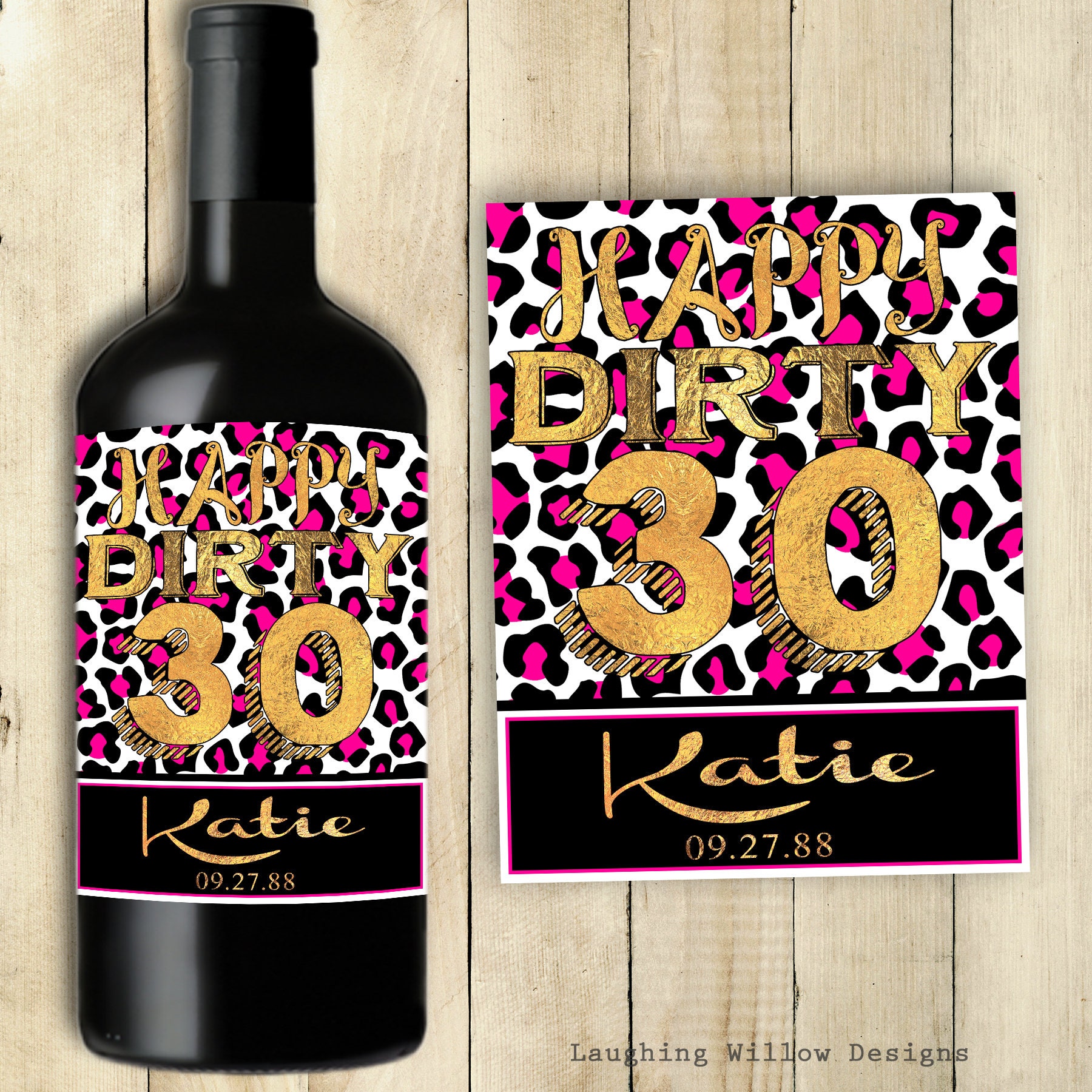 dirty 30 wine label dirty thirty printable happy birthday wine etsy