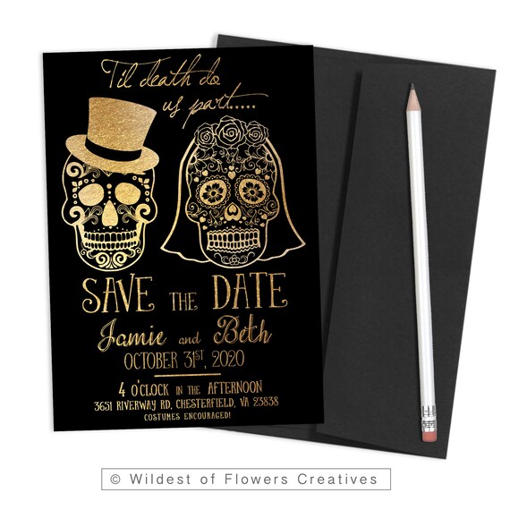 Halloween Save The Date Printable Invitation Engagement Etsy