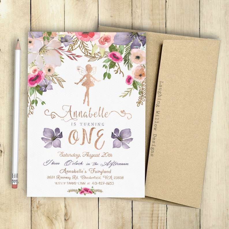 Fairy Invitation First Birthday Invitation Shabby Chic Etsy
