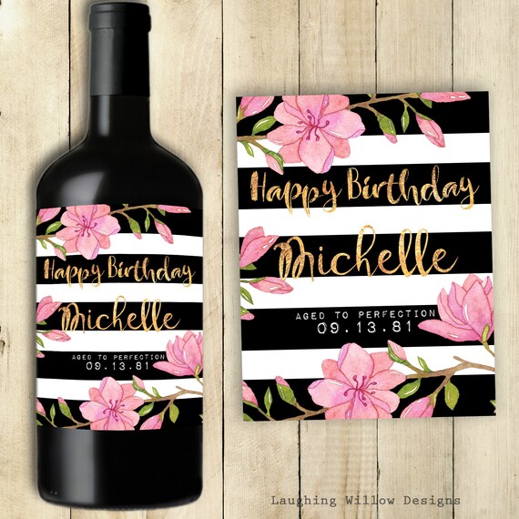 Happy Birthday Wine Label Printable Etsy